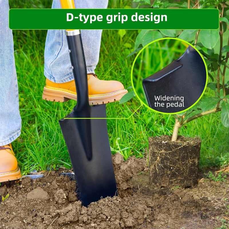 wangyanhao Spade Shovel,Transplanting Spade，Drain Spade,Spade Shovels for Digging,Sharp Shooter Shovel or Spade, D-Grip,Fiberglass Handle Heavy Duty (Drain Spade) - Image 3